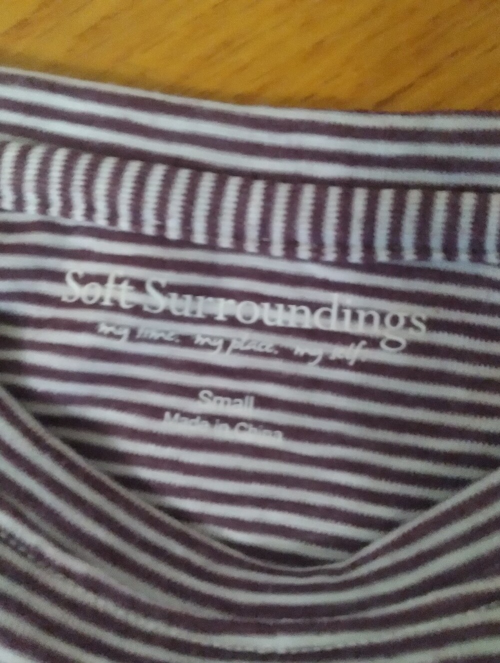 Soft Surroundings Womens Purple And White Strip Top